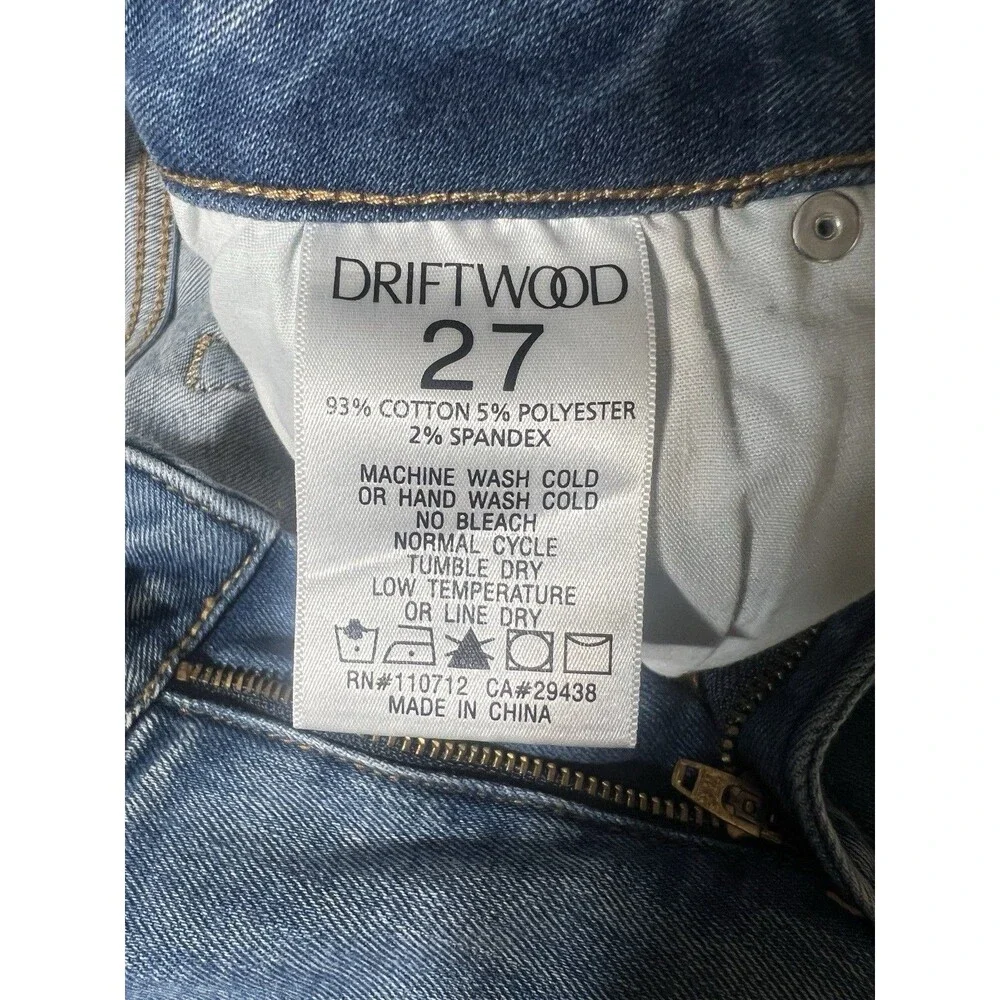 Driftwood Colette Jeans Womens 27x26 Crop Stretch Denim Floral Embroidery Cuffs - Picture 10 of 10